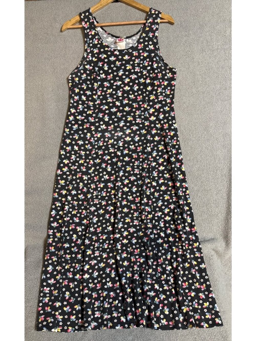 No Boundaries Y2K Era Black Butterfly Floral Sleeveless Maxi Dress Size Est M